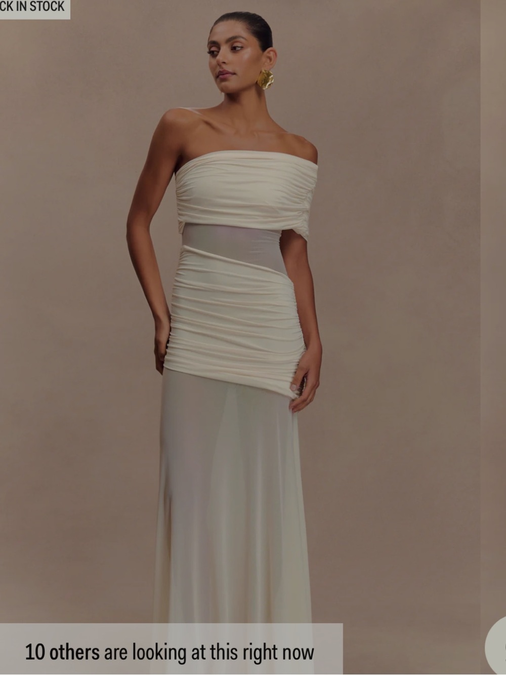 Meshki One-Shoulder Ruched Cream Gown bridal